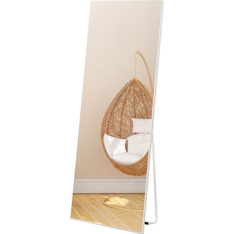 Grand Miroir Mural Blanc, 165x51 CM Miroir Antidéflagrant Plein Pied, Miroir Pliable à Poser au Sol pour La Chambre, Le Salon (1/5)