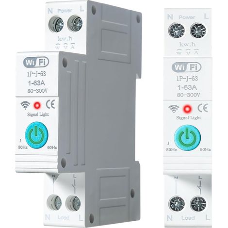 Disjoncteur WiFi DIN Rail Smart Energy Monitor Meter 1P 63A Connecté, Commutateur Intelligent, Interrupteur Domestique Contrôlé par Tuya APP (1/5)