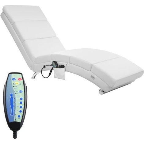 Fauteuil Ergonomique Simili Cuir blanc. MASSAGE et Chauffant avec télécommande (1/5)