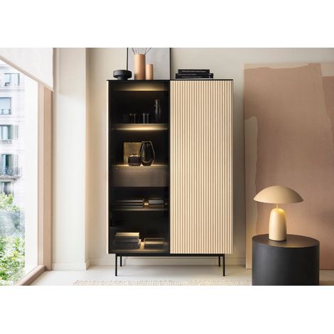 Vitrine ORTA WTSZ107 – Cachemire et Chêne Vicenza avec éclairage LED (1/4)