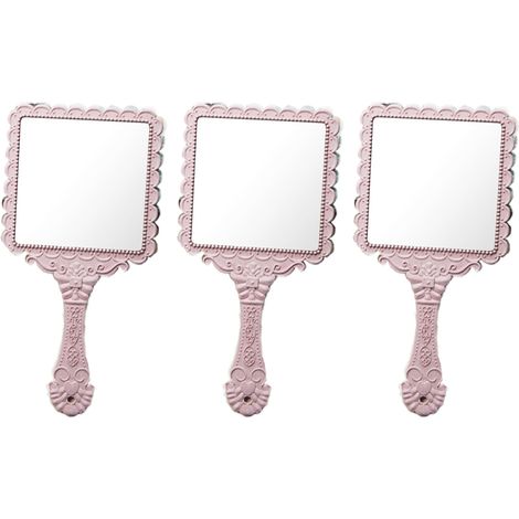 Miroir Portable - Miroir À Main Rond Et Carré - Motifs Rétro - Pour Maquillage Et Rasage - 1 Pièce (1/5)