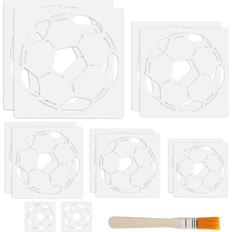 12 Pièces Pochoirs de Football Pochoir Scrapbooking s Lavables Pochoir Peinture Murale Pochoir Bricolage Y Compris les Pinceaux de Planche à Dessin pour DIY Maison Décor sur Bois (1/5)