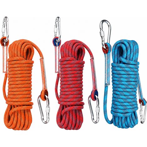 Corde d'Escalade en Polyester 50 m 18 mm à Double Mousqueton (1/5)