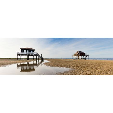 Tableau sur toile maison près du bassin 30x97 cm - Impression sur Toile Murale Décorative - Image imprimée en HD sur Toile - Toile sur Châssis en Bois FSC - Fabriqué en France (1/4)