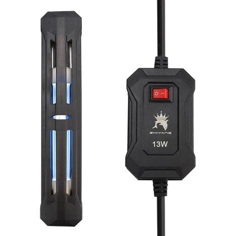 Lumière UV d'aquarium, stérilisateur d'aquarium, lumière propre, stérilisateur UV étanche submersible pour aquariums avec contrôle des algues et désinfection, prise européenne (13W) (1/5)
