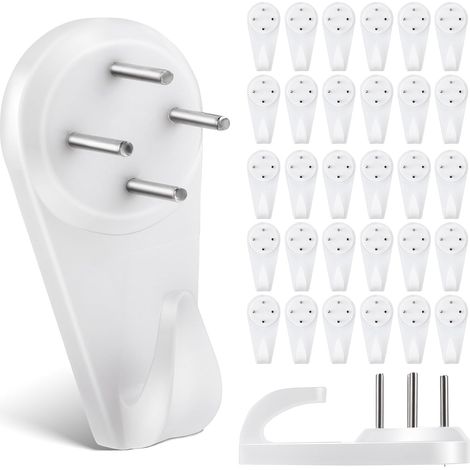 50 pezzi ganci da parete bianchi senza foratura - ganci da parete invisibili multifunzione - ganci per quadri senza foratura per appendere cornici, quadri, orologi (1/5)