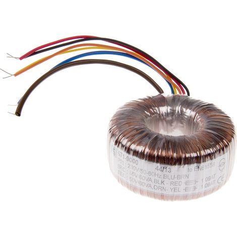 Transformateur torique RS PRO 2 sorties, 230V c.a. 2 x 55V c.a., 120VA ( Prix pour 1 ) (1/2)