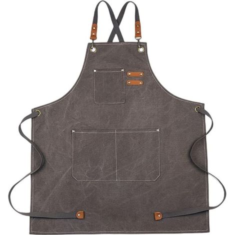 Tablier de barbecue tablier en toile 68 x 85 cm avec bandoulière réglable tabliers de cuisine avec 3 poches tablier femme tablier homme pour le jardinage restaurant barbecue (1/5)