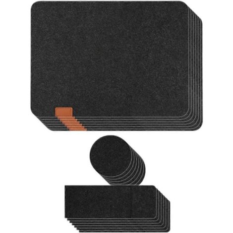 7er-Set waschbare Filz-Tischsets/Isolierunterlagen, Schwarz