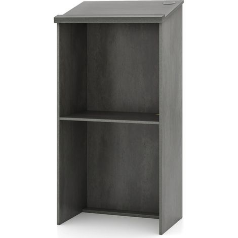 Pupitre pour orateur 58 x 40 x 117 cm avec rangement pratique et passage de câbles en bois gris