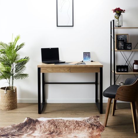 Bureau - HOME DECO FACTORY - Bois et Métal - Marron et Noir