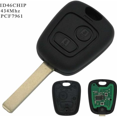 Kompletter Schlüssel mit zu programmierender Elektronik PLIP Peugeot 107 207 307 407 106 206 306 406 Citroen C1 C2 C3 C4 C5 C6 C8 Xsara Saxo Berlingo FERNBEDIENUNGS-Gehäuse @Pro-Plip