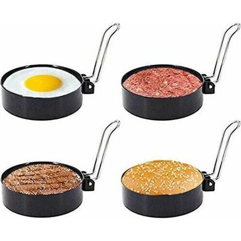 Anneaux à œufs ronds en acier inoxydable antiadhésif – Lot de 4 moules multifonctions pour œufs, crêpes et pancakes