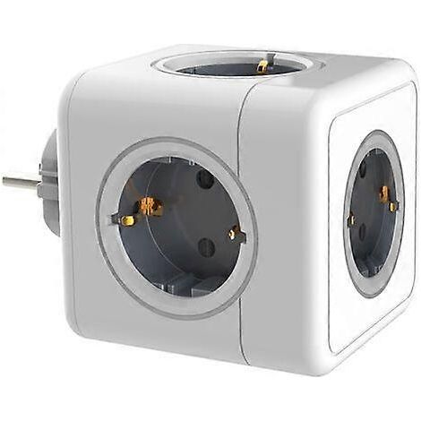 Multiprise murale de style cube avec 5 prises, protection contre les surcharges, obturateur de sécurité, chargeur de voyage portable sans fil, 4000W/16A, standard. (1/5)