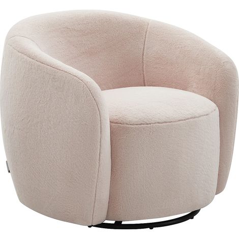 Poltrona girevole in finta pelliccia rosa VEREIDE (1/5)