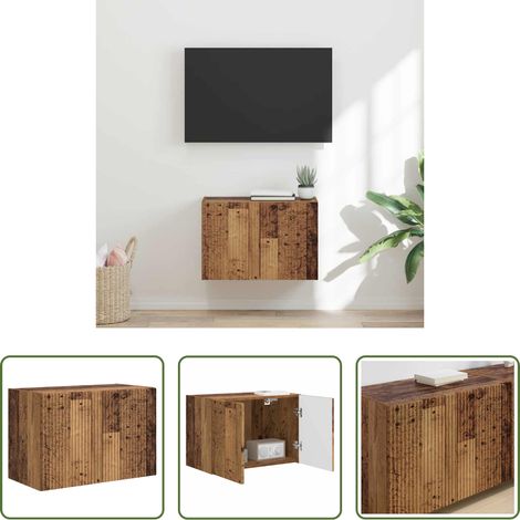 Rangement TV - Meuble TV mural Bois Ancien 59,5 x 31 x 40 cm Bois d'ingénierie (1/5)