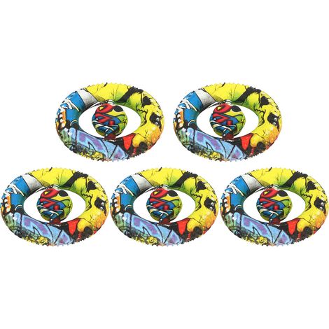 Lot de 5 anneaux de préhension ronds en silicone imprimé, jouet anti-stress pour la rééducation des doigts à domicile. (1/5)