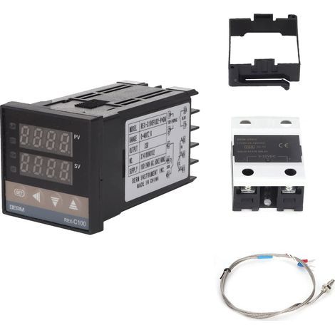 Ej.Life REX-C100 PID Contrôleur de Température, Thermostat Numérique Kit AC110V-240V, 0℃400℃, Régulateur de Température Numérique LED Digital avec Alarme (1/5)
