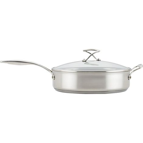 Sauteuse en acier inoxydable avec couvercle 30 cm/4,7 L – Sauteuse à induction avec couvercle hybride anti-adhésif et en verre trempé, passe aux ustensiles en métal, passe au four (1/5)