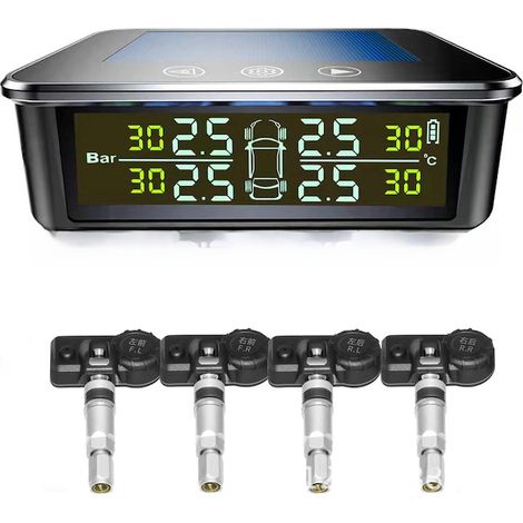 Contrôleur de pression des pneus solaire et USB sans fil, moniteur 0-6 bar, capteur de pression durable pour voiture (1/5)