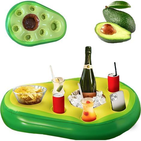 Porte-gobelet Gonflable pour Bar de Piscine, 8 Trous de Rangement pour Boissons et collations, matériau PVC respectueux de l'environnement, Parfait pour Les fêtes sur (Avocat) (1/5)