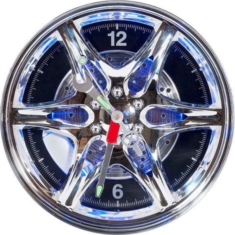 Horloge murale LED néon jante de voiture 27 cm – Épaisseur 8 cm – Contour en aluminium – Idée cadeau passionnés d'automobile (1/3)