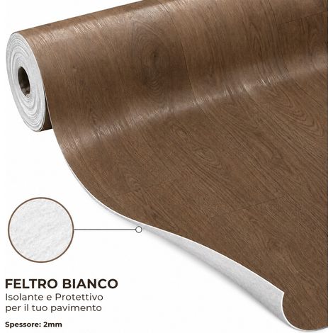 1 x 15 m (15 m²) Pavimento Vinilico a Rotolo Effetto Legno Noce Affumicato – Spessore 2 mm con Feltro Fonoassorbente (1/5)