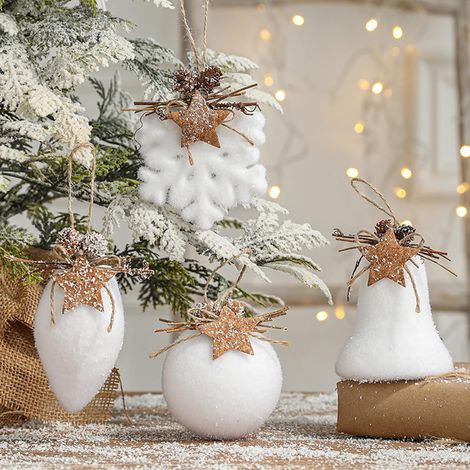 Altre decorazioni natalizie: Palline di Natale in schiuma bianca, 4 pezzi, decorazioni natalizie, ornamenti per albero di Natale, palline da appendere (1/5)