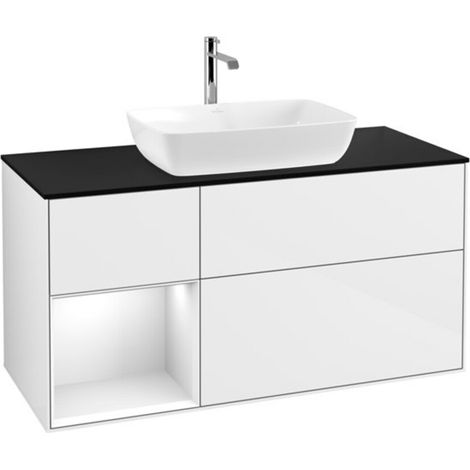 V&B Waschtischunterschrank Wandbeleuchtung Finion 120cm, Pl b m, Rg g wh. Lac, glo wh. Lac (1/2)