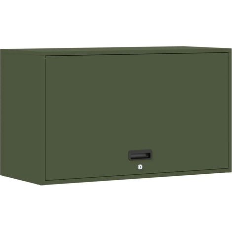Armadio a muro chic moderno per garage 90 x 40 x 53 cm salvaspazio design pulito in acciaio verde oliva 020052836