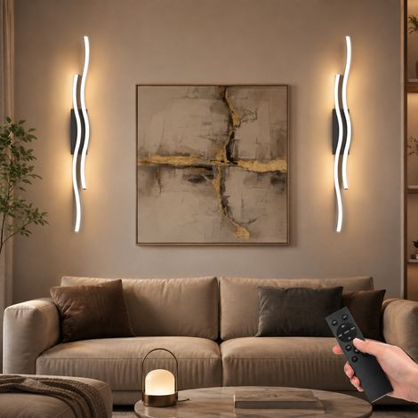 HEMVOR lot de 2 Applique murale LED vague rechargeable 10000 mAh dimmable 3000-6500 K noir (1/5)