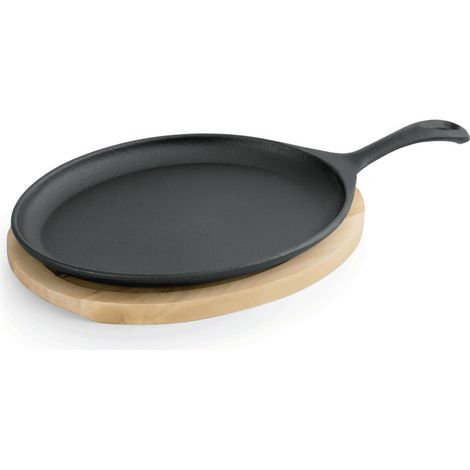 Poêle de service fonte et support bois 25 x 18,5 cm H 2 cm IRON DINING - Was Germany (1/2)