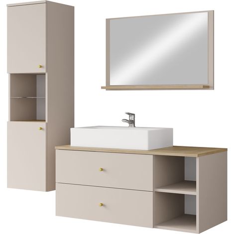 Conjunto de mueble de baño Salus II, Cachemira + Roble