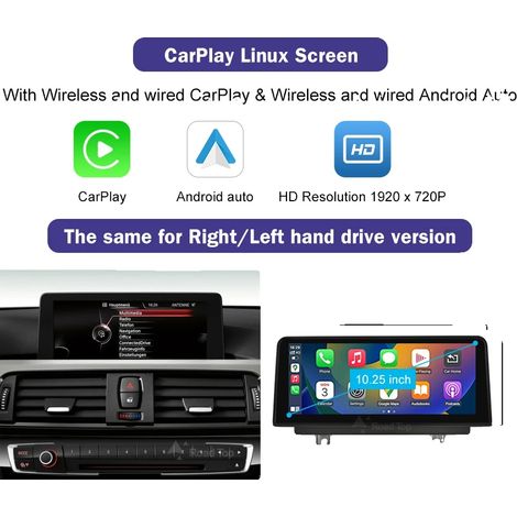 CarPlay, pantalla multimedia, compatibilidad con Android Auto, compatible con BMW Serie 1/2/3/4 F20/F21/F22/F30/F31/F33/F34/F36, 10.25 F30 CIC NBT (1/2)