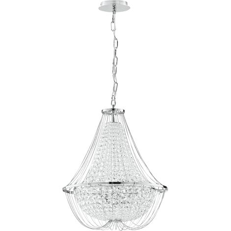 "Lampadario a sospensione VIENNA in metallo cromato con cristalli"