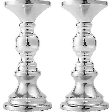 Vintage Kerzenhalter, Kerzenständer aus Eisen für Couchtisch, Esstisch, Hochzeit, Tischdekoration, Geschenkidee-Argent (1/5)