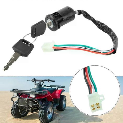 Interrupteur d'allumage + clés pour moto, scooter, quad, moto tout-terrain, VTT, pièces de rechange universelles en plastique marche/arrêt - JXLGV (1/4)