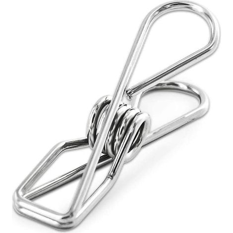 Lot de 40 pinces à linge en acier inoxydable, résistantes et polyvalentes, idéales pour la lessive, la maison, la cuisine, les voyages et le bureau. (1/5)