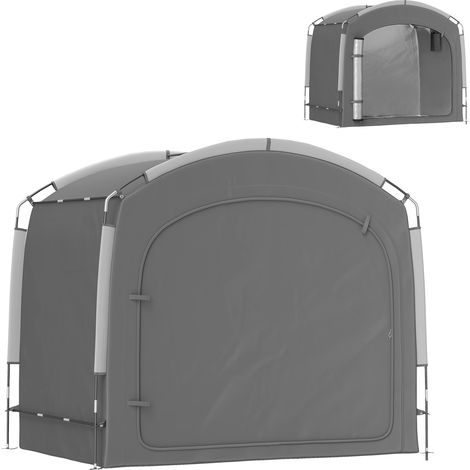 Tragbarer Fahrradunterstand für 3-4 Fahrräder mit Seitentaschen, 205 x 140 x 188 cm, dunkelgrau