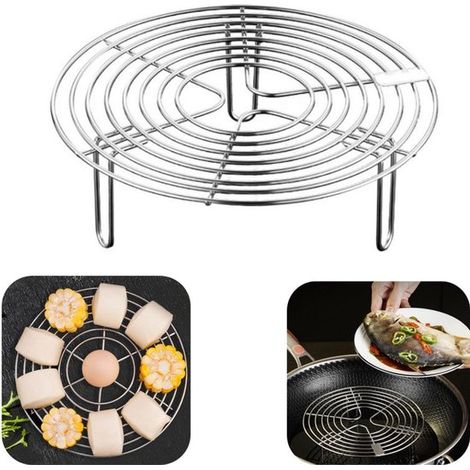 Grille vapeur en inox 18 cm - support de cuisson résistant à la chaleur pour cuit-vapeur, four et marmites, argent (1/5)