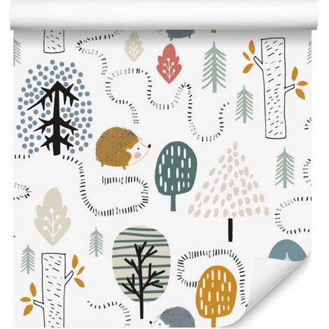 Papel pintado Bosque Colorido de Estilo Escandinavo para Salón y Dormitorio 50x1000 cm (1/5)