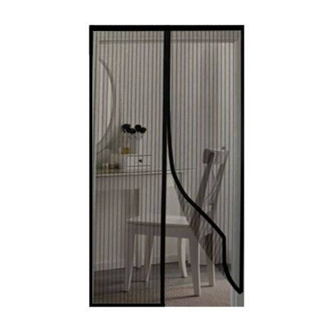 1pc (100 x 210 cm, noir) Moustiquaire magnétique pour portes et fenêtres, rideaux de gaze anti-insectes, moustiquaire pour fenêtres coulissantes, anti-moustique magnétique sans perçage (1/3)