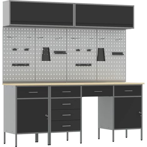Maison Exclusive - Set di mobili da lavoro con cassetto con blocco 10 pz Nero (1/5)