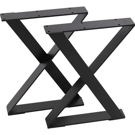 Set of 2 Metal Table Bench Legs Frames X-Shape Steel Base Stands, 40x30CM
