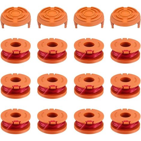Lot de 12 fils pour coupe-bordures Worx 20 V et 4 pièces de débroussailleuse Spool Cap Edger Spool Cap, bobines de fil de rechange durables pour une meilleure vitesse de coupe,