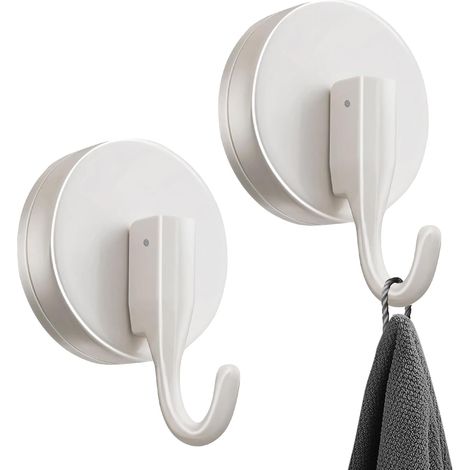Lot de 2 crochets adhésifs à ventouse pour serviettes de bain, crochets de douche en plastique étanches pour fenêtres en verre, réutilisables et adhésifs. (1/5)