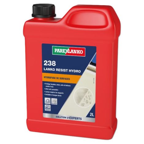 Parexlanko – Protection anti-tâches hydrofuge 2 L – Pour façades, terrasses et toitures – Résistant aux UV – Application sur enduits frais