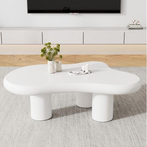 Mesa de centro de MDF blanco 97 cm, forma de nube irregular (1/5)