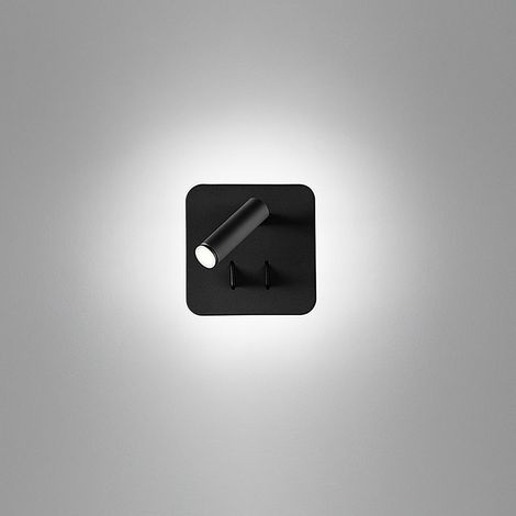 Applique Murale en Métal Noir, LED 9W (6W+3W) Orientable, Lumière Chaude 3000K, Design Moderne pour Intérieur, Série 6704 N LC - Perenz France