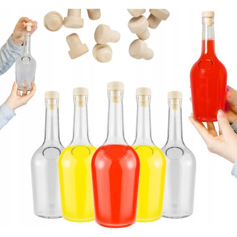 40 botellas de vidrio GLORIA de 500 ml para licores. Botella de vidrio grueso + corcho.